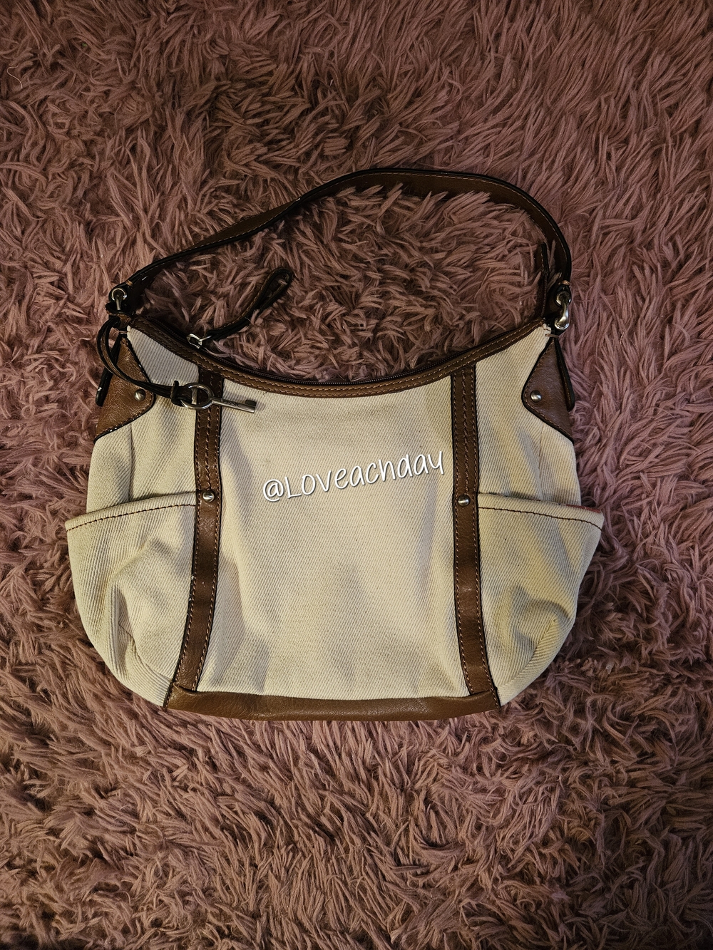 FOSSIL✨️Canvas & Leather Hobo Shoulder Bag-Modern Vintage!